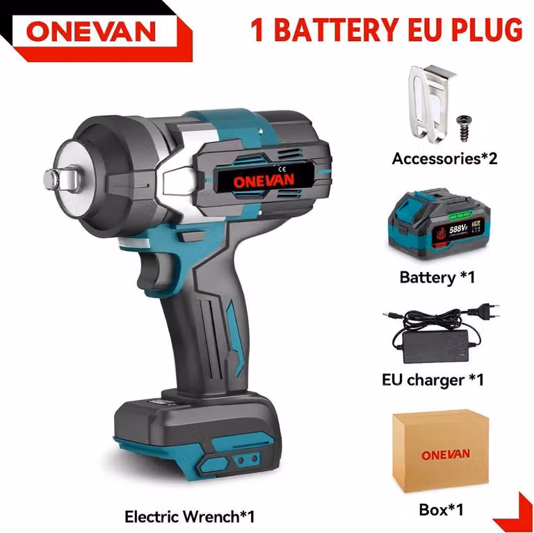 Avvitatore a impatto a batteria - Set avvitatore a impatto con 1 batteria - Motore brushless - 0–8500 colpi/min - Coppia elevata - Arancione