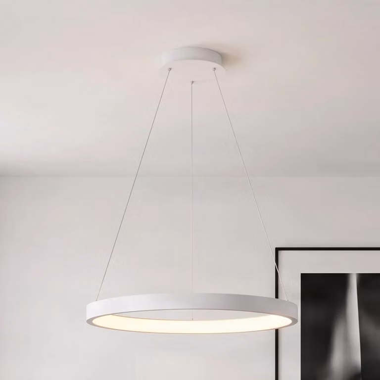 Lampada LED a sospensione Arcchio Albiona, bianca, 1 anello, Ø 60 cm Albiona Arcchio, dimmerabile, Bianco / Opale, Cucina, Metallo, Moderno