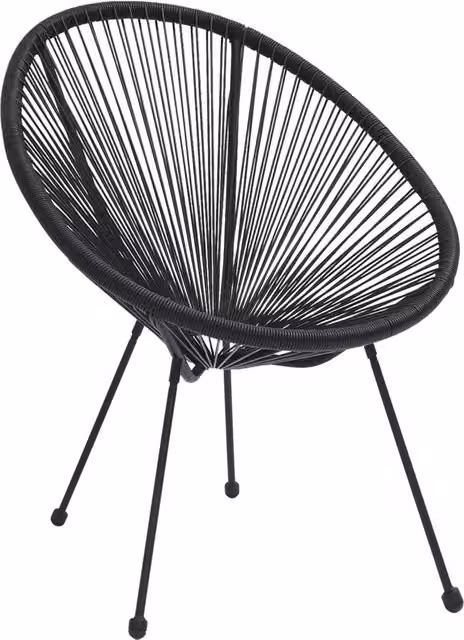 Set di 2 sedie da giardino in rattan e metallo nero con braccioli per esterno e terrazza