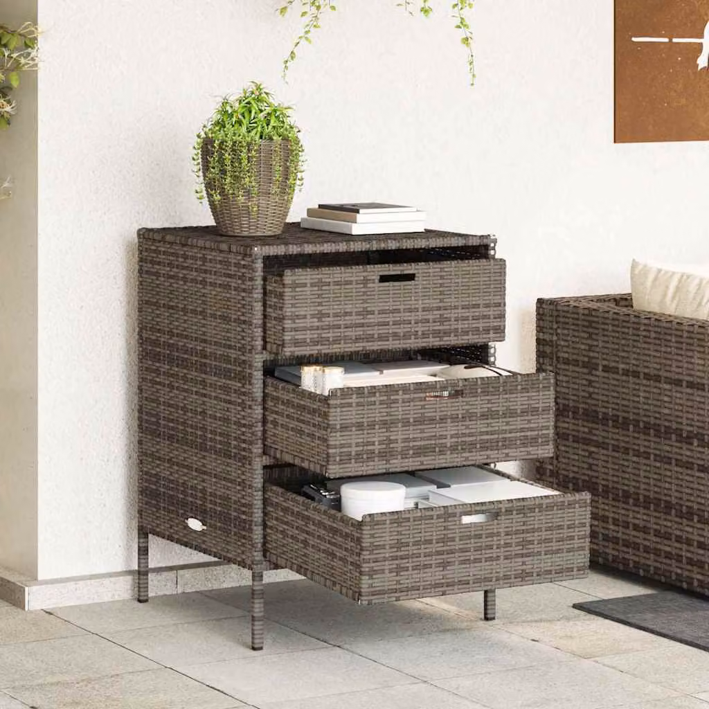 Armadietto portaoggetti da giardino vidaXL in polyrattan grigio L: 55 cm, P: 59 cm, H: 80 cm