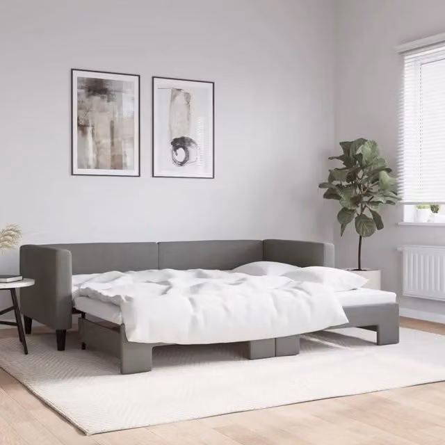 Divano Letto con Letto Estraibile-Sofa Letto-Daybed Grigio Scuro 80x200 Tessuto 221555