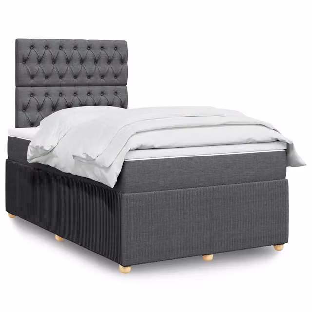 Letto Ibrido Moderno vidaXL con Materasso Grigio e Bianco, Struttura in Legno di Pino e Tessuto, L/P/H: 120 x 200 x 150,5 cm – 1