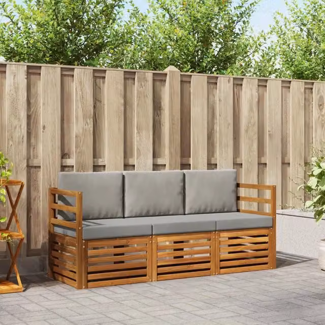 Set divani 3 pz Grigio Naturale e Chiaro 3374271