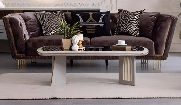 Set per soggiorno: divano a 3 posti e tavolino da caffè di design, design lussuoso