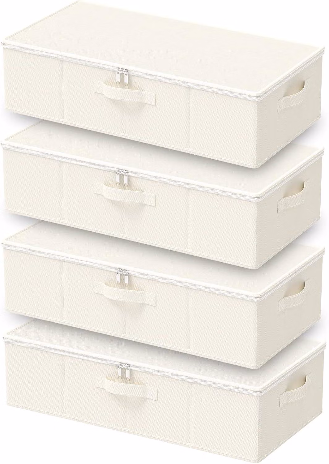 Contenitore sottoletto, dimensioni 60 x 30 x 15 cm, confezione da 4 pezzi, colore beige, ideale per riporre vestiti