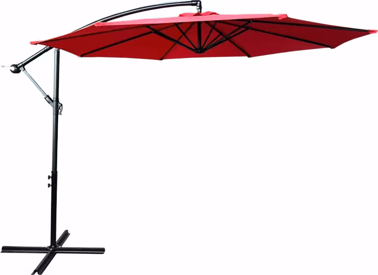raumhirsch: Parasole per vite, modello ASTER, 300x300 cm. Parasole, ombrellone da mercato, ombrellone con manovella, ombrellone da giardino, inclinabile, impermeabile, colore: rosso
