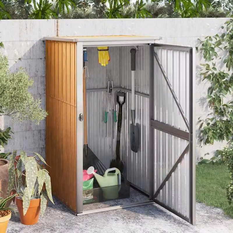 Armadio da giardino in acciaio zincato - Deposito chiuso per attrezzi da esterno - Grigio