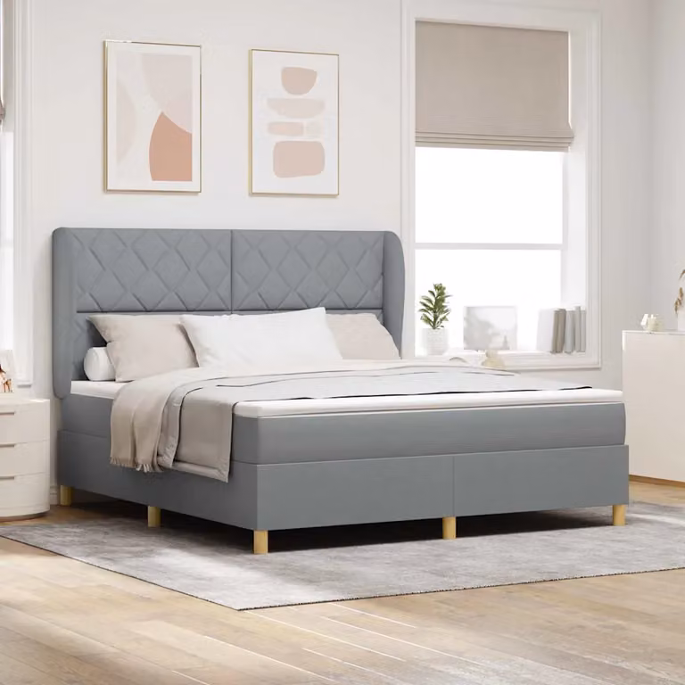 Letto ibrido con testiera vidaXL in tessuto grigio L: 180 cm, P: 200 cm, H: 203 cm