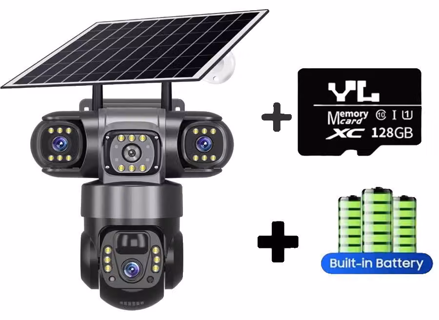 Telecamera IP, 15 MP, alimentata a energia solare, telecamera 4G scheda 128G