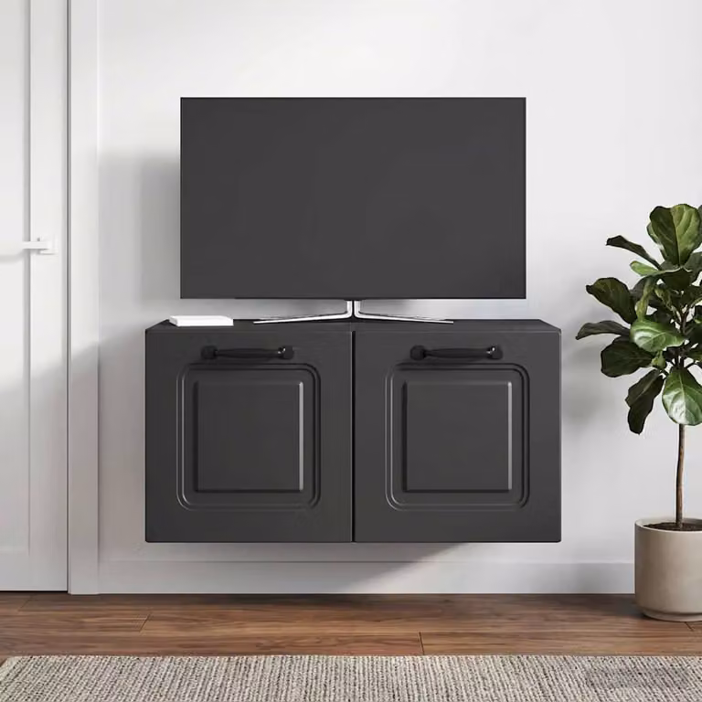 vidaXL Mobile Porta TV da Muro Moderno Nero in MDF L: 59,5 cm, P: 31 cm, H: 30 cm