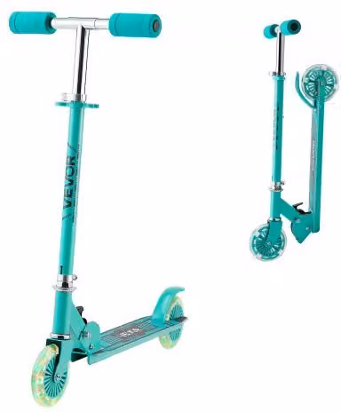 Monopattino a spinta VEVOR per bambini con ruote luminose, manubrio regolabile e telaio pieghevole, colore verde