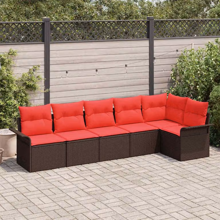 Maison Exclusive - Set da giardino con divano a 6 posti, color marrone, in rattan sintetico