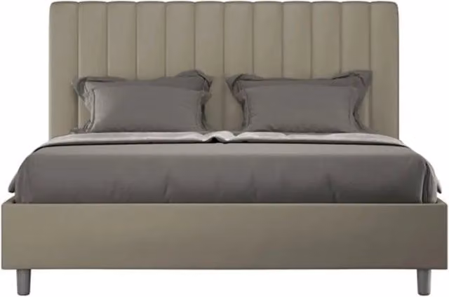 Letto matrimoniale contenitore imbottito 160x190 similpelle cappuccino Agueda