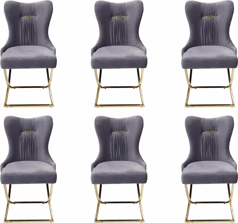 Stilvoll Esszimmer 6x Stühle Luxus Sessel Stuhl grau Sessel Wohnzimmer Möbel