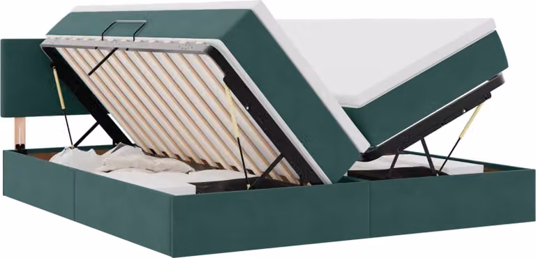 Letto con contenitore LED e materasso Verde Scuro 180 x 200 cm