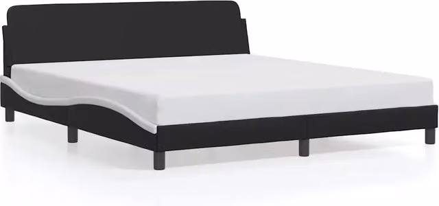 Letto matrimoniale | Letto per adulti | Giroletto Dover Nero e Bianco 180x200 cm in Similpelle