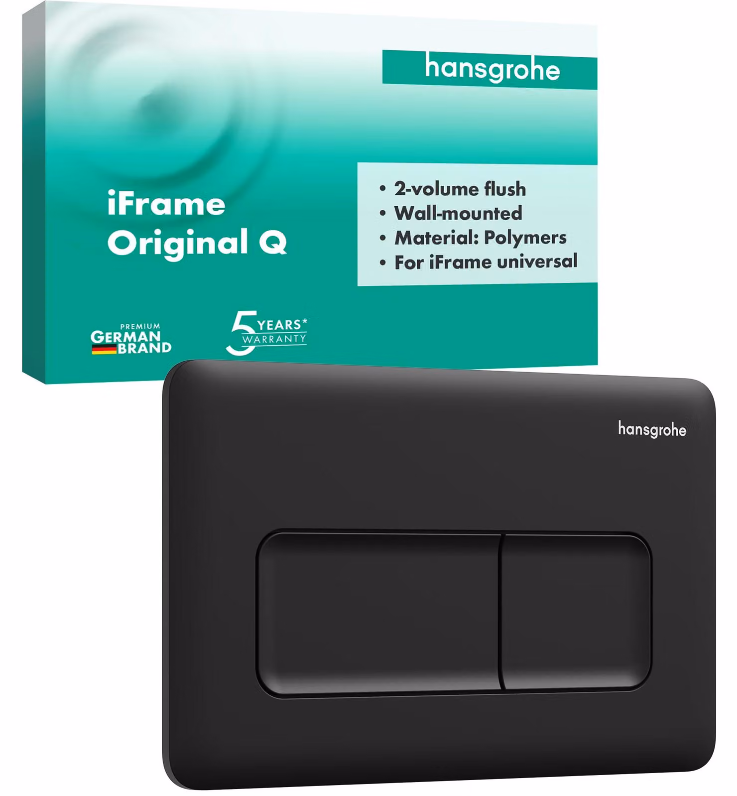 Piatto doccia per WC iFrame Original Q, doppio scarico, nero opaco
