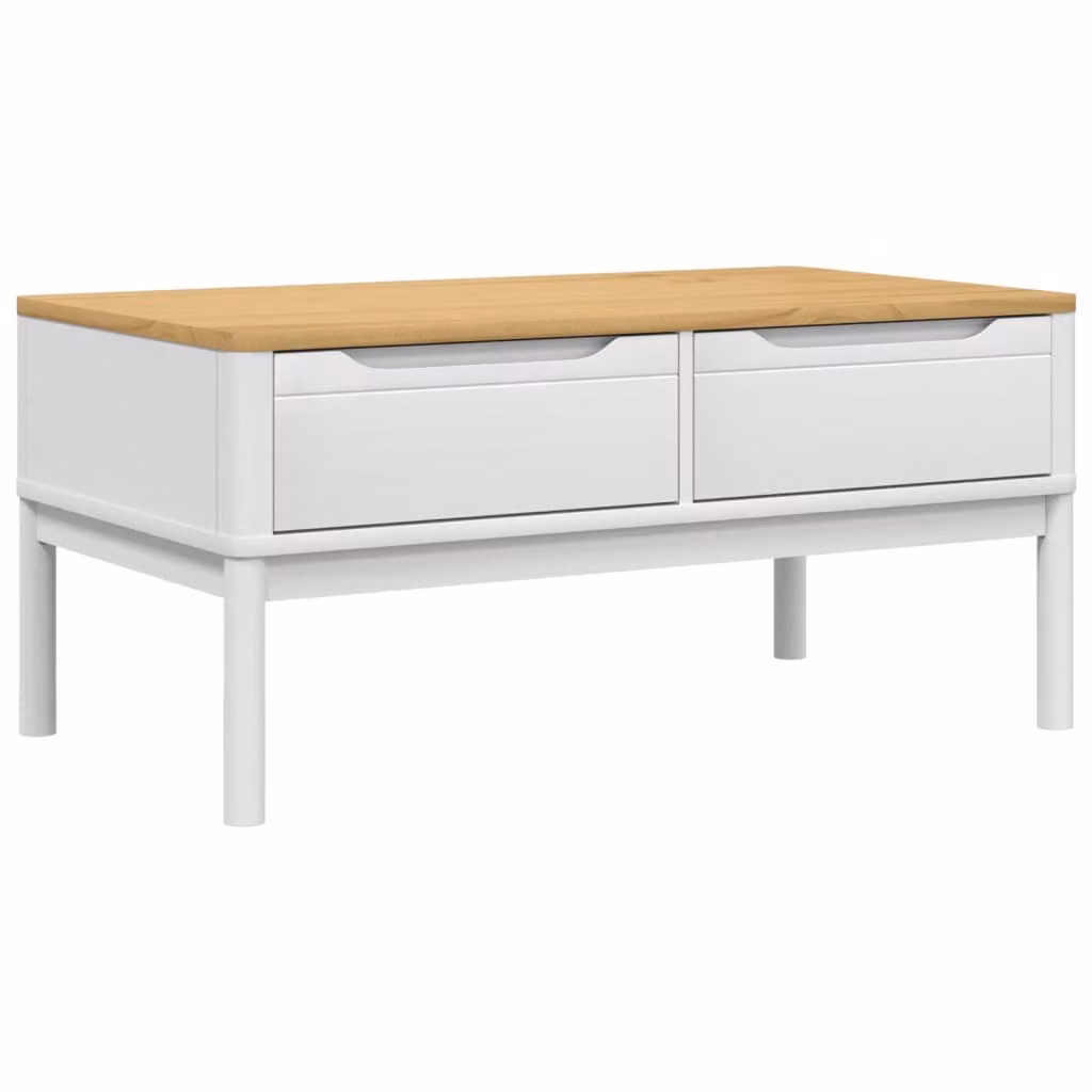 Tavolino FLORO Bianco 99x55,5x45 cm in Legno di Pino