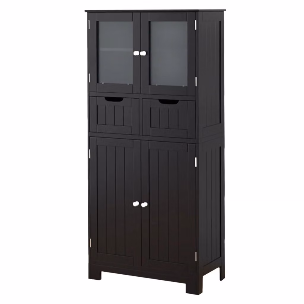 Mobile da bagno moderno DESIGN IN con ante in vetro, cassetti e ripiani interni, nero o bianco – 2