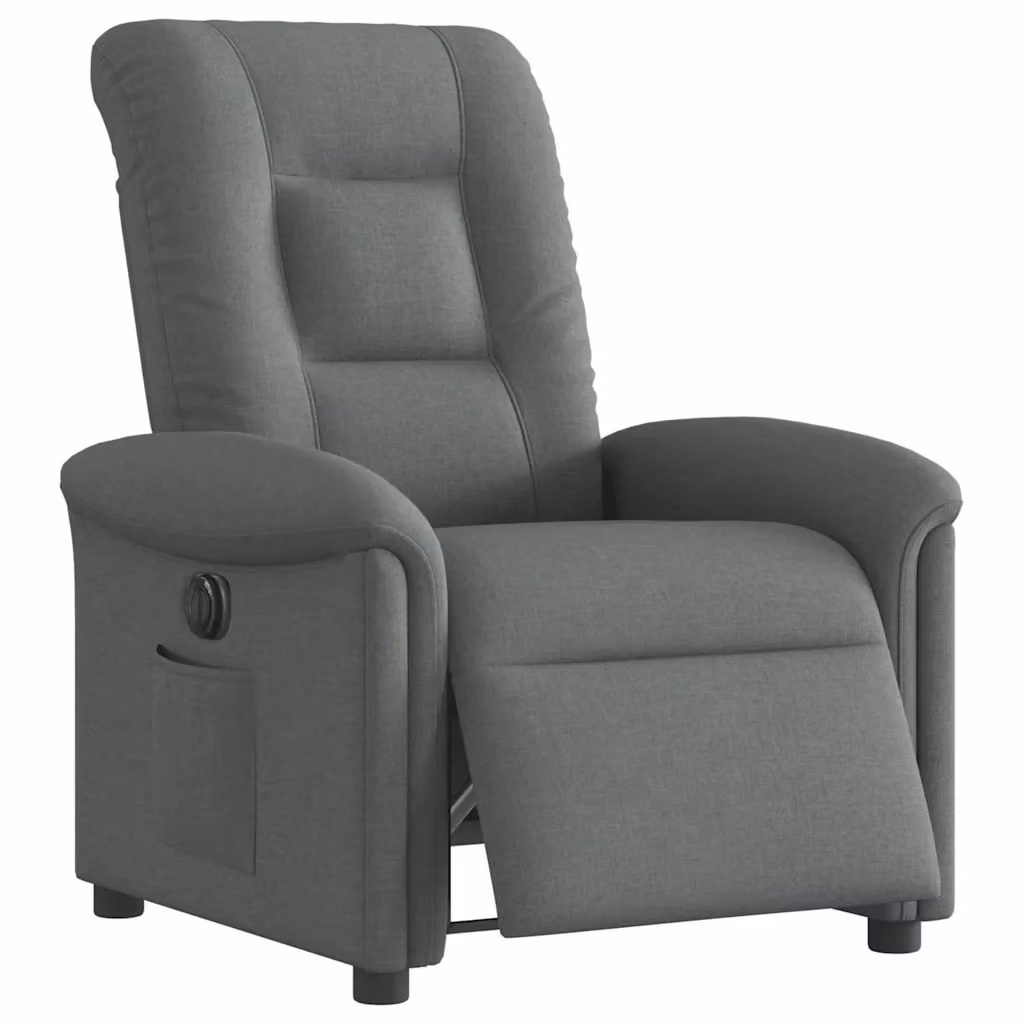 Poltrona Elettrica Reclinabile Relax vidaXL in Tessuto Grigio con Braccioli e Funzione Auto-Return – 2