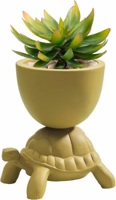 Vaso da tavolo Qeeboo Turtle Carry XS in ceramica verde