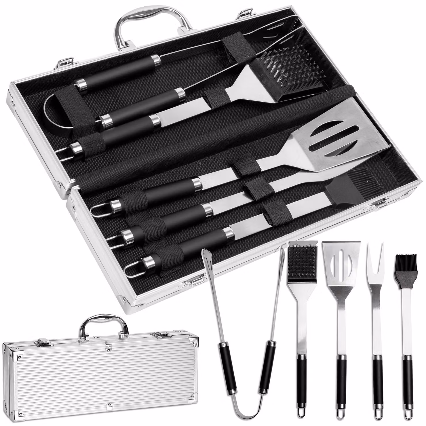 Accessori per barbecue Gafal, set da 6 pezzi in valigetta