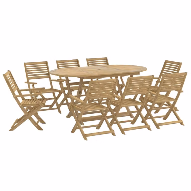 Set da Pranzo da Giardino 9 pz Legno Massello di Acacia