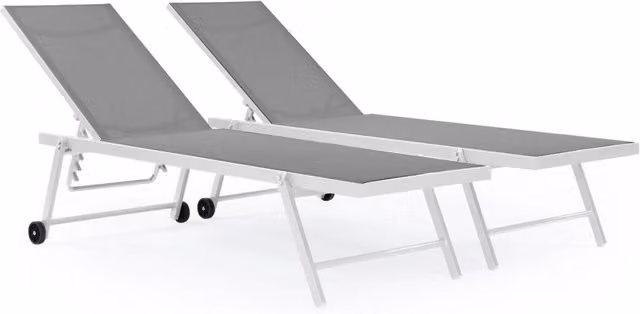Confezione da 2 lettini solari Jolia Phoenix in alluminio verniciato e textilene, Grigio e Bianco