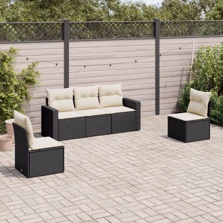 vidaXL Set Divani da Giardino a L con Cuscini e Struttura in Metallo Nero e Bianco