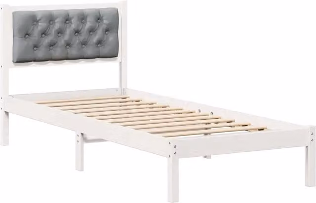 Letto singolo per adulti DESIGN IN in pino massello laccato bianco e grigio L 200 x P 80 cm