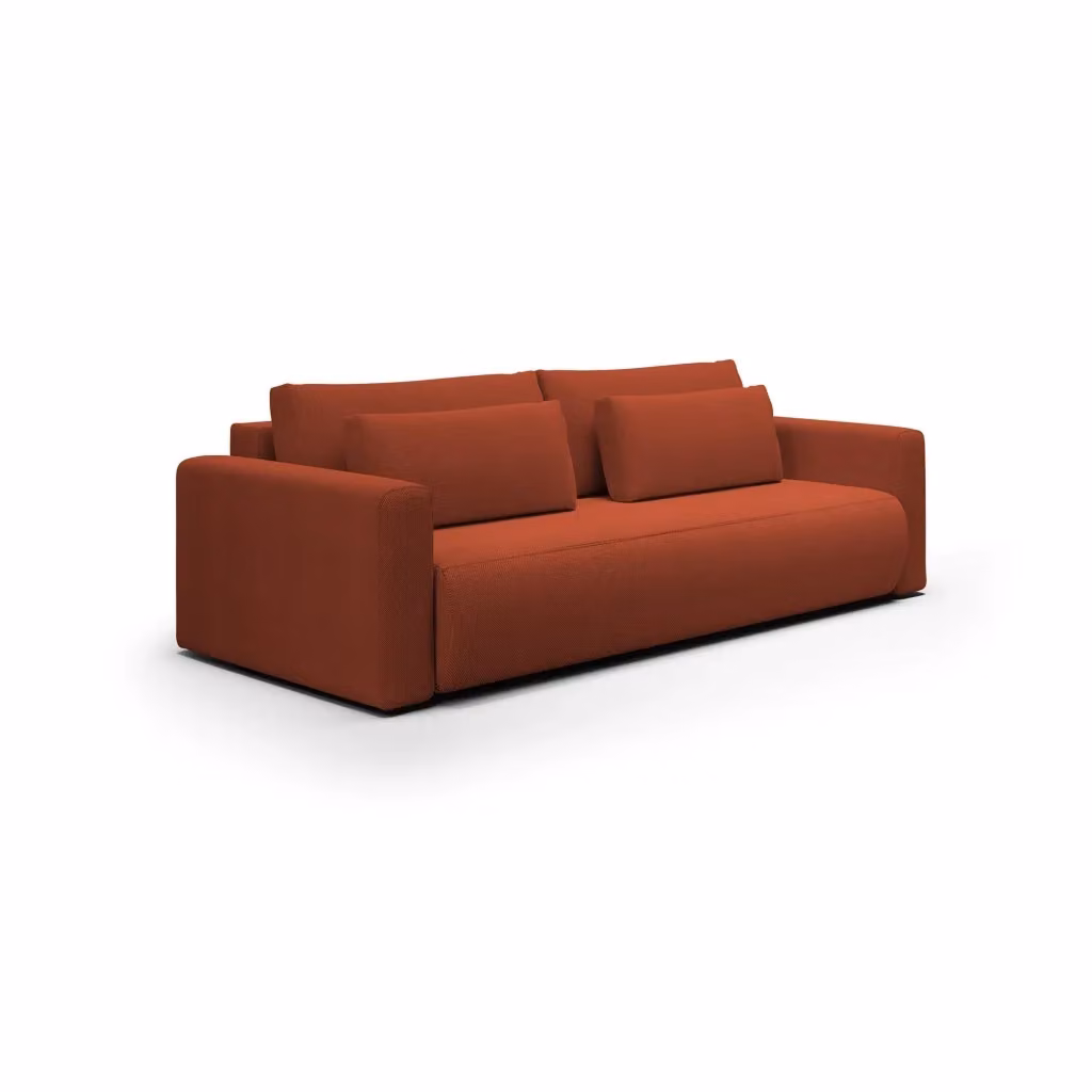 Erbezzo Divano Letto 2 Posti con Contenitore in Tessuto Rosso L: 240 cm, P: 105 cm – 2