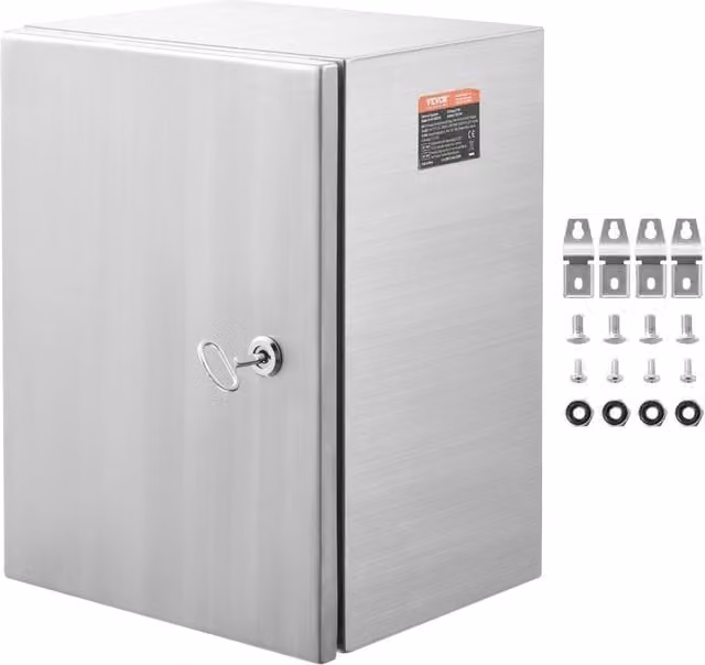 Scatola di Giunzione Elettrica da Parete IP66 Acciaio Inox SUS304 40x30x15 cm Armadietto Robusto per Fai da Te e Officina