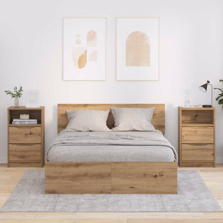 Set di 2 comodini vidaXL in rovere artigianale marrone, L 40 cm x P 30 cm x H 67 cm
