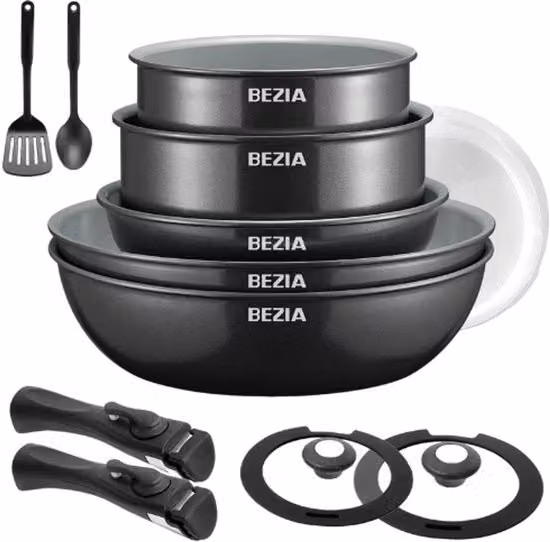 Set di Pannine Antiasfissanti - Cucina - Cucina e Cucina - Pannine Antiaderenti - Con Rivestimento Ceramico - Con Maniglie Rimovibili - 13 Delig