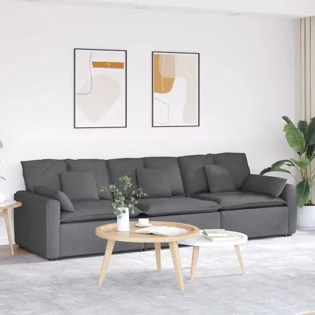 Divano Modulare con Cuscini Grigio Scuro 3321088