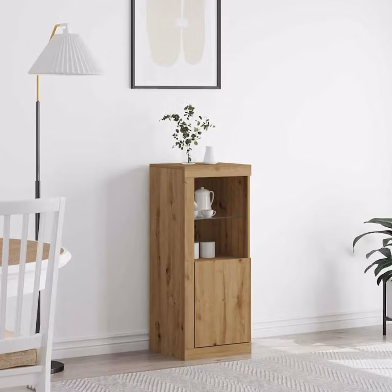 Madia moderna vidaXL in legno ingegnerizzato marrone con illuminazione LED integrata L/P/H: 41 x 37 x 100 cm