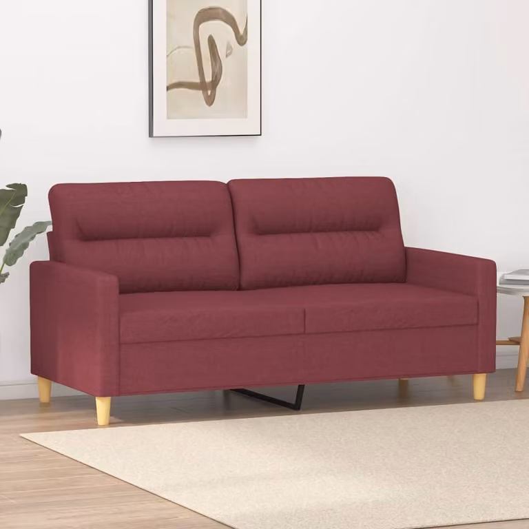Divano a due posti, colore bordeaux, 140 cm, rivestito in tessuto, modello "Exclusive"