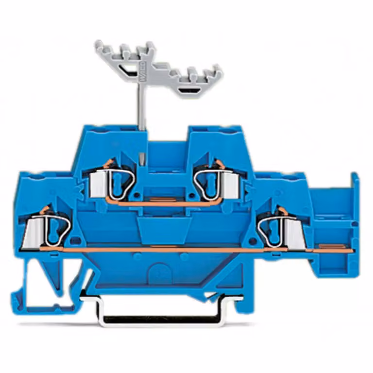 Morsetto a doppio piano WAGO; morsetto passante; con ponticello trasversale aggiuntivo al piano inferiore; blu/blu 280-530