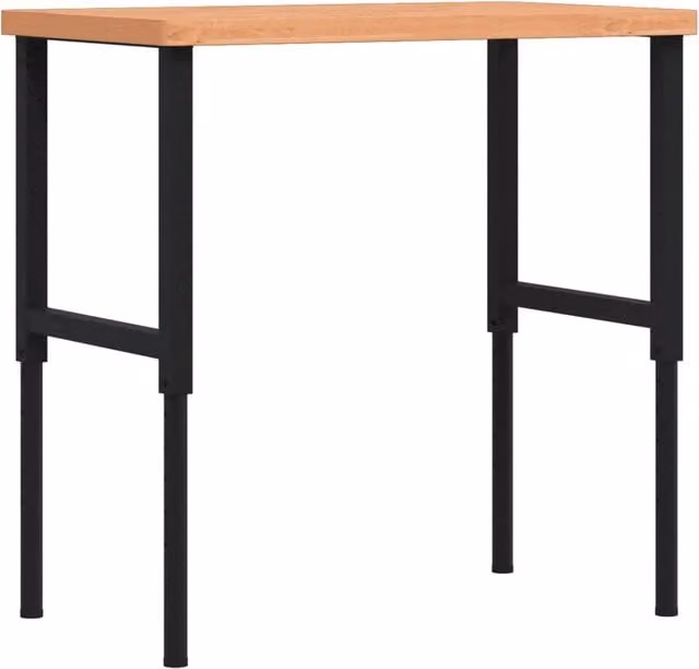 Banco Lavoro Rettangolare in Legno di Faggio e Metallo Nero CFW5727104 con Altezza Regolabile L: 100 cm, P: 60 cm, H: 73-99,5 cm