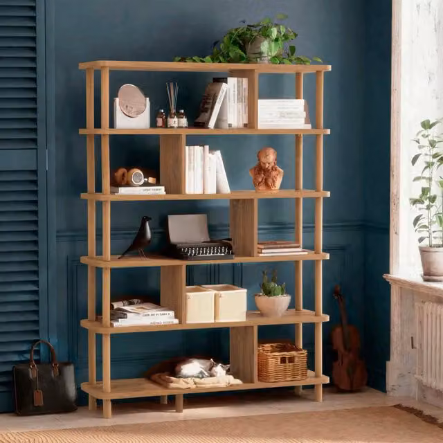Libreria Amatrice DMORA con 5 Ripiani, Colore Marrone Quercia, L 120 cm x P 28 cm x H 169 cm – 1