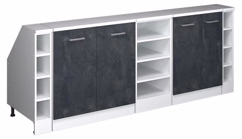 Mobile cucina sottotetto Vicco R-Line Calce nera 210 cm Set di 5 carcasse armadio profondità 60 cm, Model 60305