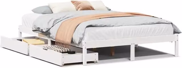 Letto matrimoniale | Letto per adulti | Letto senza Materasso Bianco 160x200 cm Legno Massello di Pino