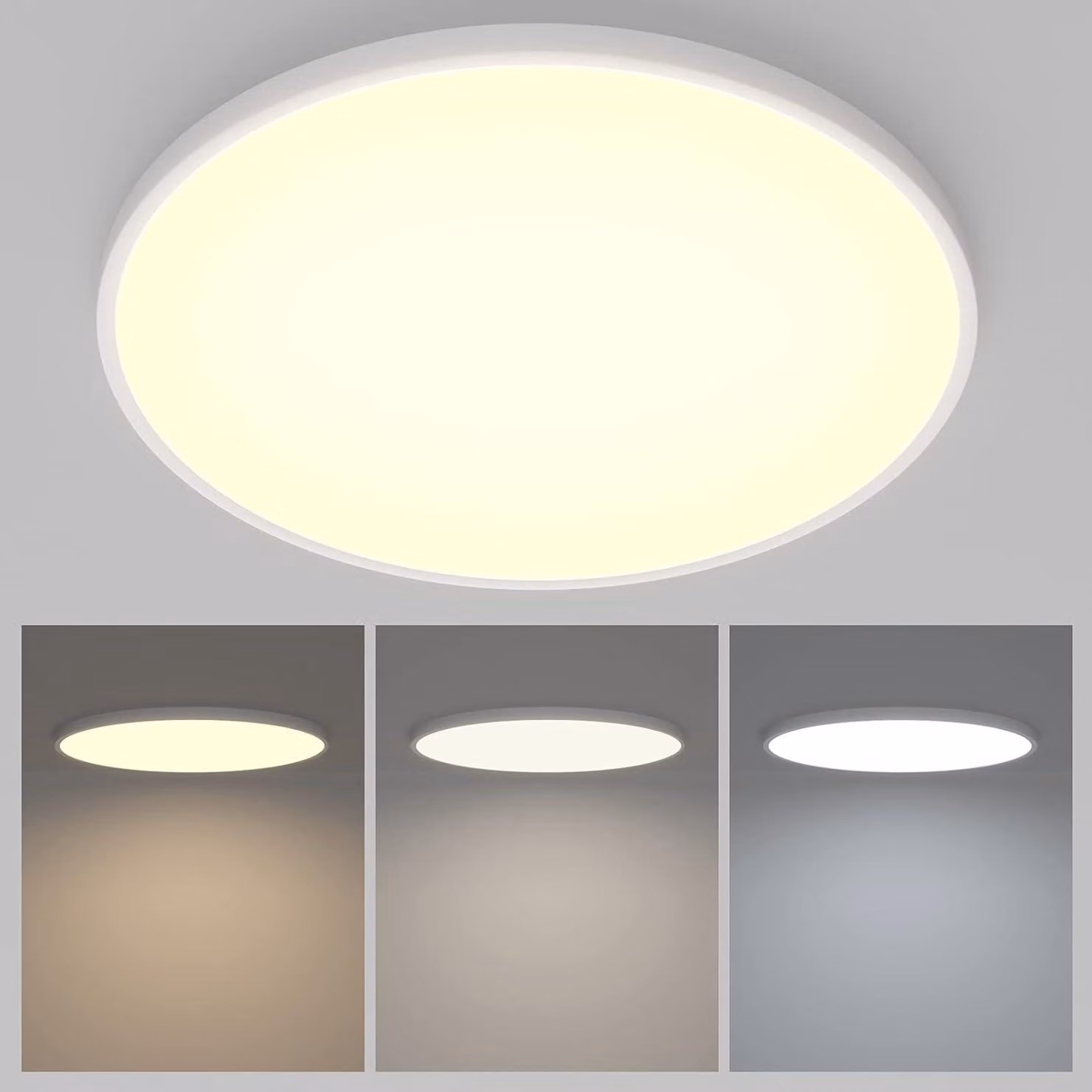 Lampada a soffitto LED con telecomando, dimmerabile, 3 temperature di colore, 48W, colore bianco