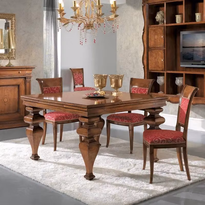 Tavolo quadrato allungabile classico in legno Mobili 2G colore marrone L: 128 cm, P: 128 cm, H: 78 cm – 2