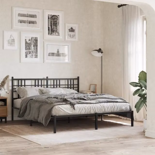 Giroletto vidaXL con testiera in metallo nero L/P/H: 150 x 200 x 90 cm – 1