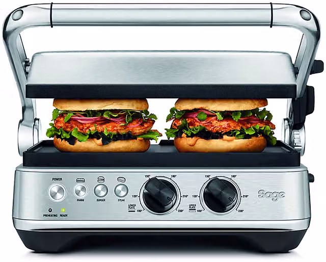 Piastra per Sandwich Sage The BBQ & Press Grill, Potenza 1800 W, Grigio