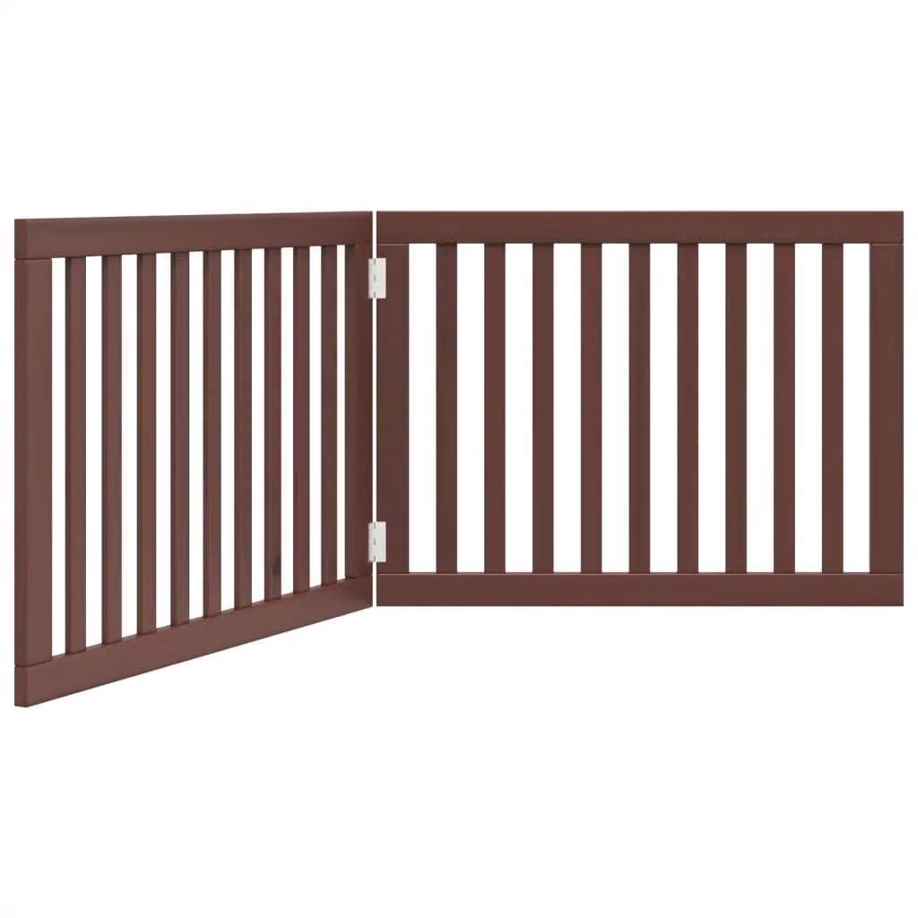 Cancello Cani Pieghevole 2 Pannelli Marrone 160cm Legno Pioppo