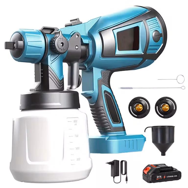 Pistola a spruzzo per verniciatura - Pistola a spruzzo elettrica senza fili - Serbatoio da 1000 ml - Dispositivo portatile - 1 batteria inclusa - Adatta per mobili e superfici in acciaio