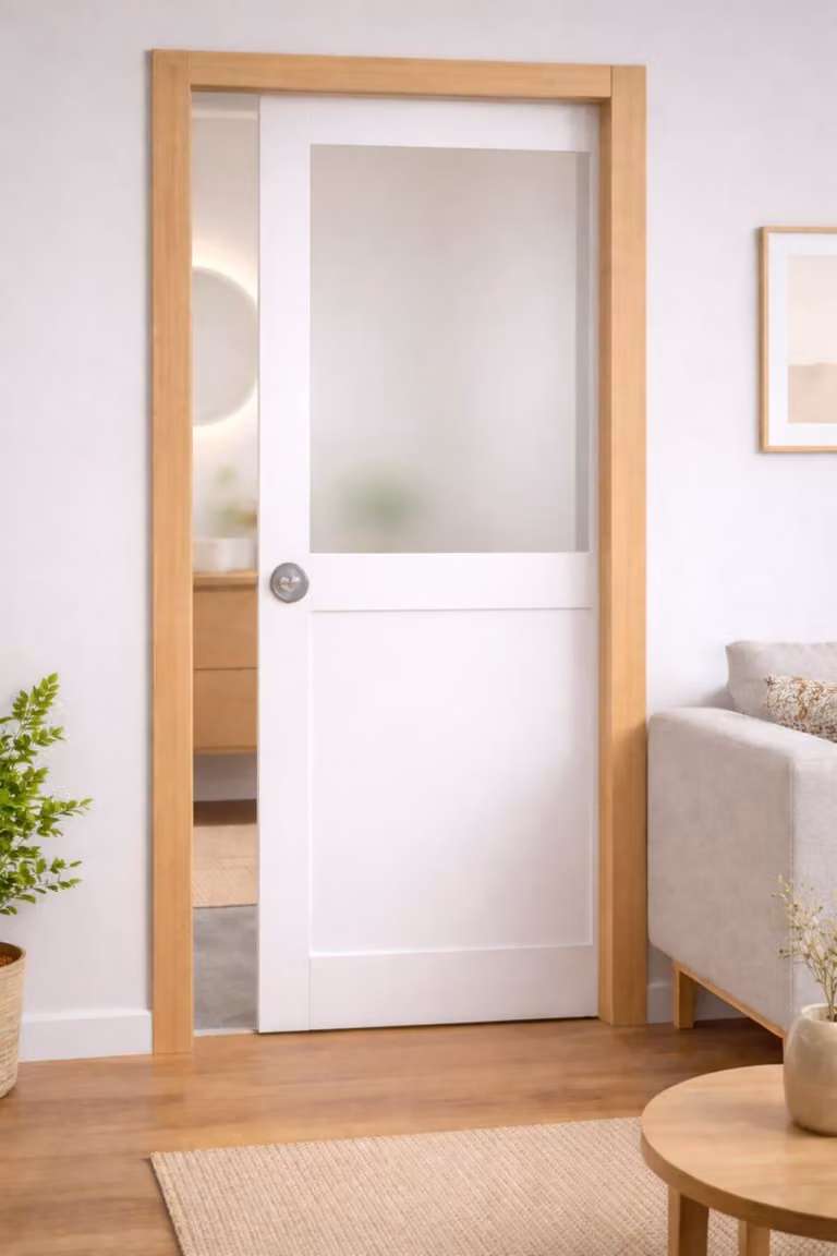Porta scorrevole Athena bianca H204 x L73 cm, con incasso, kit di finitura Gd Menuserie