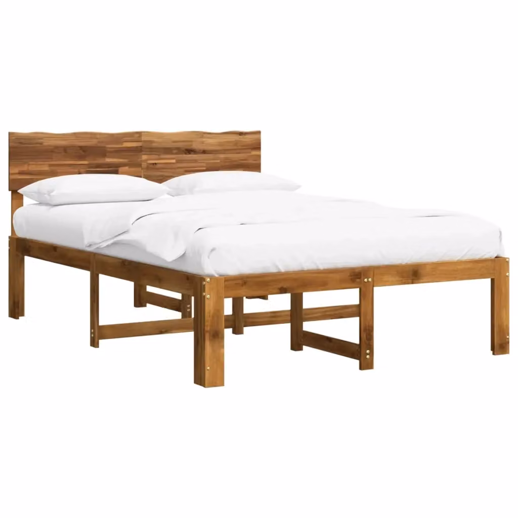 Letto matrimoniale con testiera vidaXL in legno di acacia color marrone L: 156 cm, P: 208,5 cm, H: 91 cm – 2